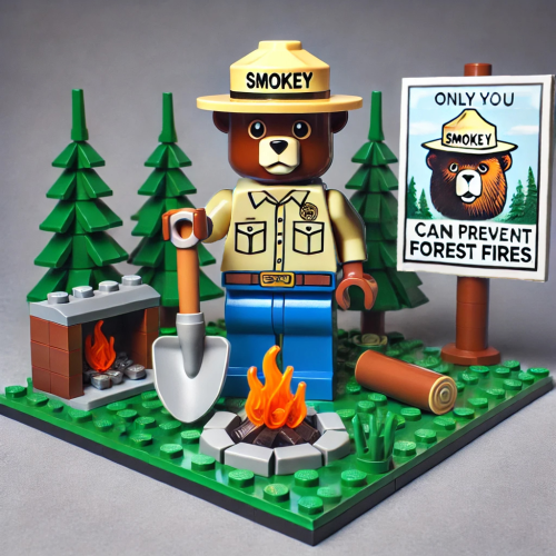 ๐ป๐ฅ Smokey the Bear โ Forest Fire Prevention Collector Brick Display Set