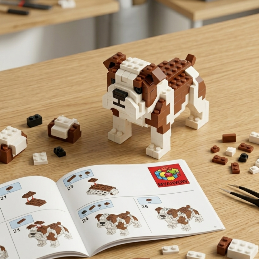 🐶 Classic Bulldog Brick Set