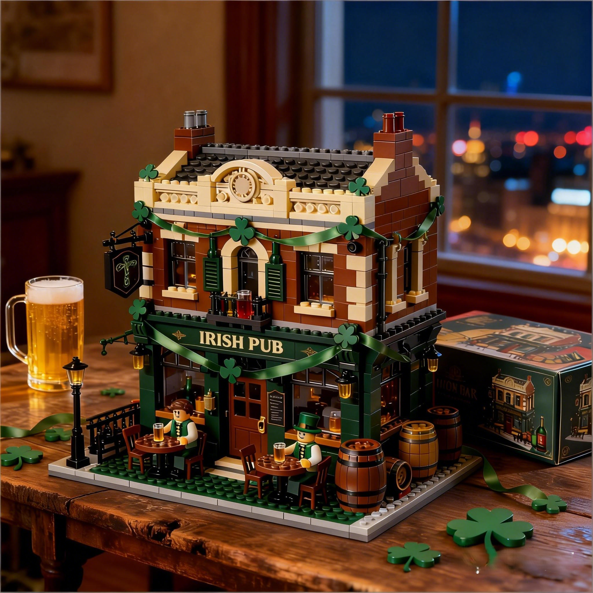 Irish Pub Street Corner Brick Building Set