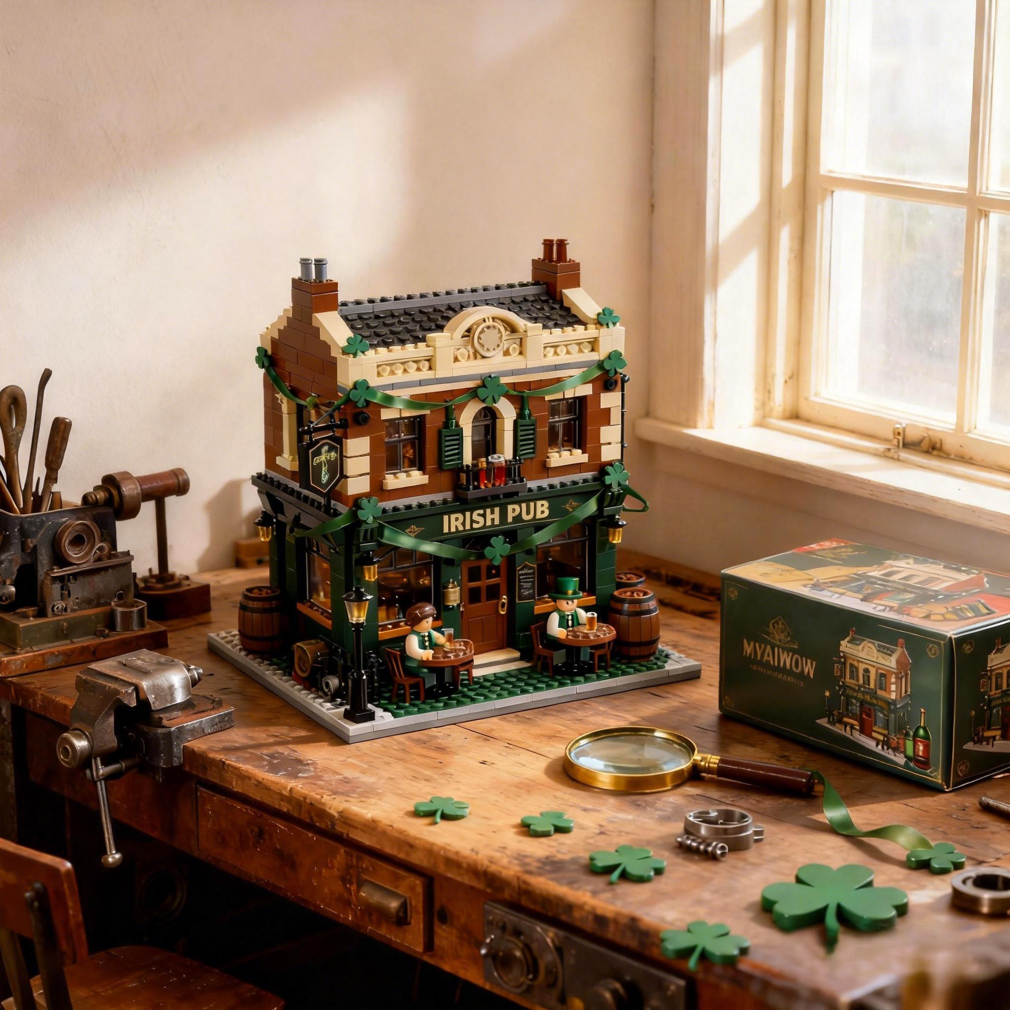 Irish Pub Street Corner Brick Building Set