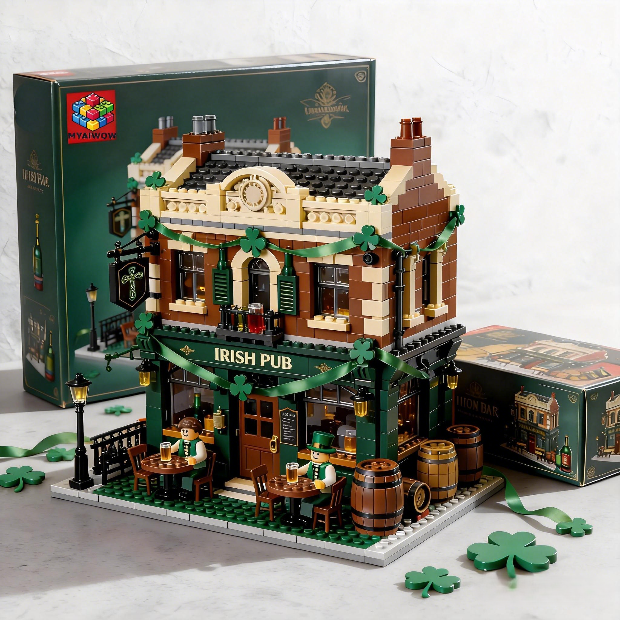 Irish Pub Street Corner Brick Building Set