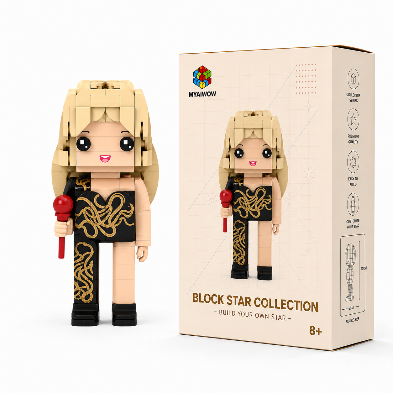 Dark Glam Pop Queen Brick Figure Building Set – Snake Pattern Stage Icon Collectible