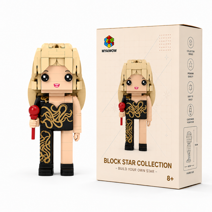 Dark Glam Pop Queen Brick Figure Building Set – Snake Pattern Stage Icon Collectible