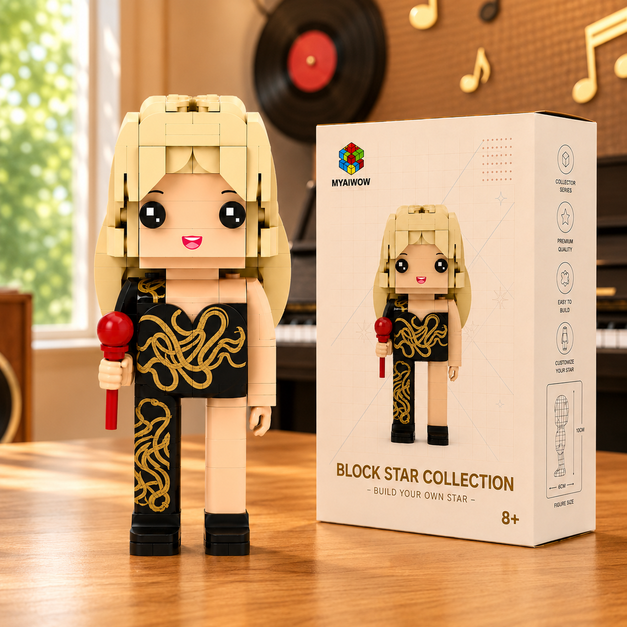 Dark Glam Pop Queen Brick Figure Building Set – Snake Pattern Stage Icon Collectible