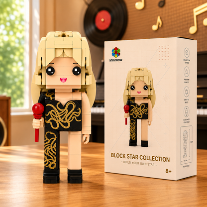Dark Glam Pop Queen Brick Figure Building Set – Snake Pattern Stage Icon Collectible