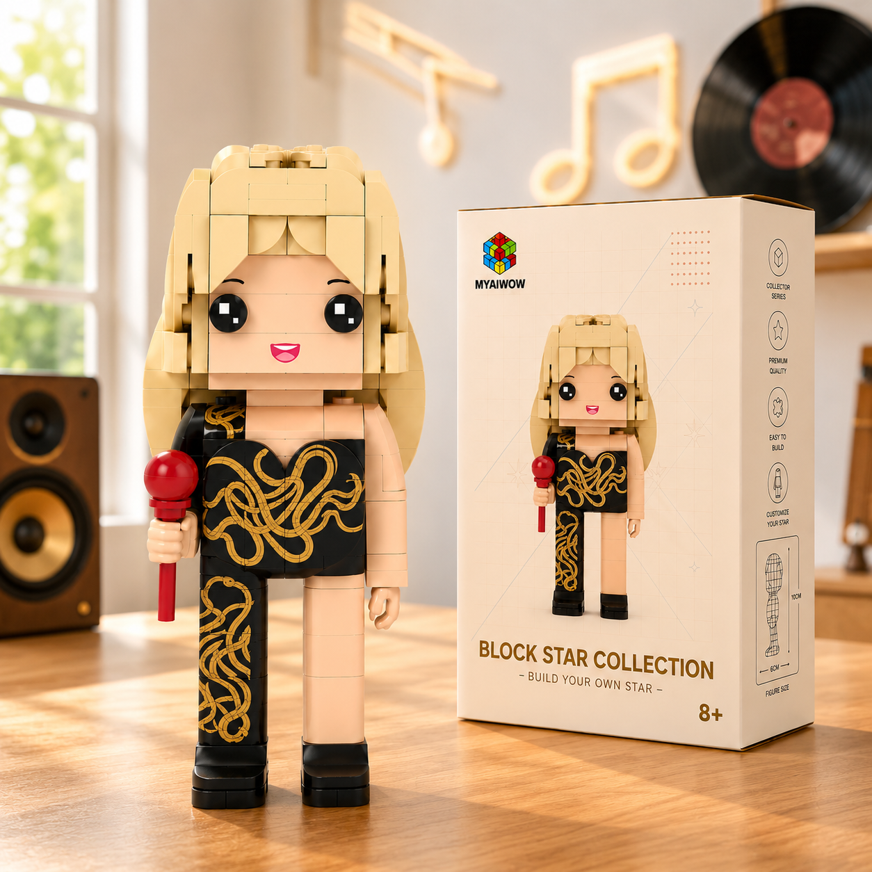 Dark Glam Pop Queen Brick Figure Building Set – Snake Pattern Stage Icon Collectible