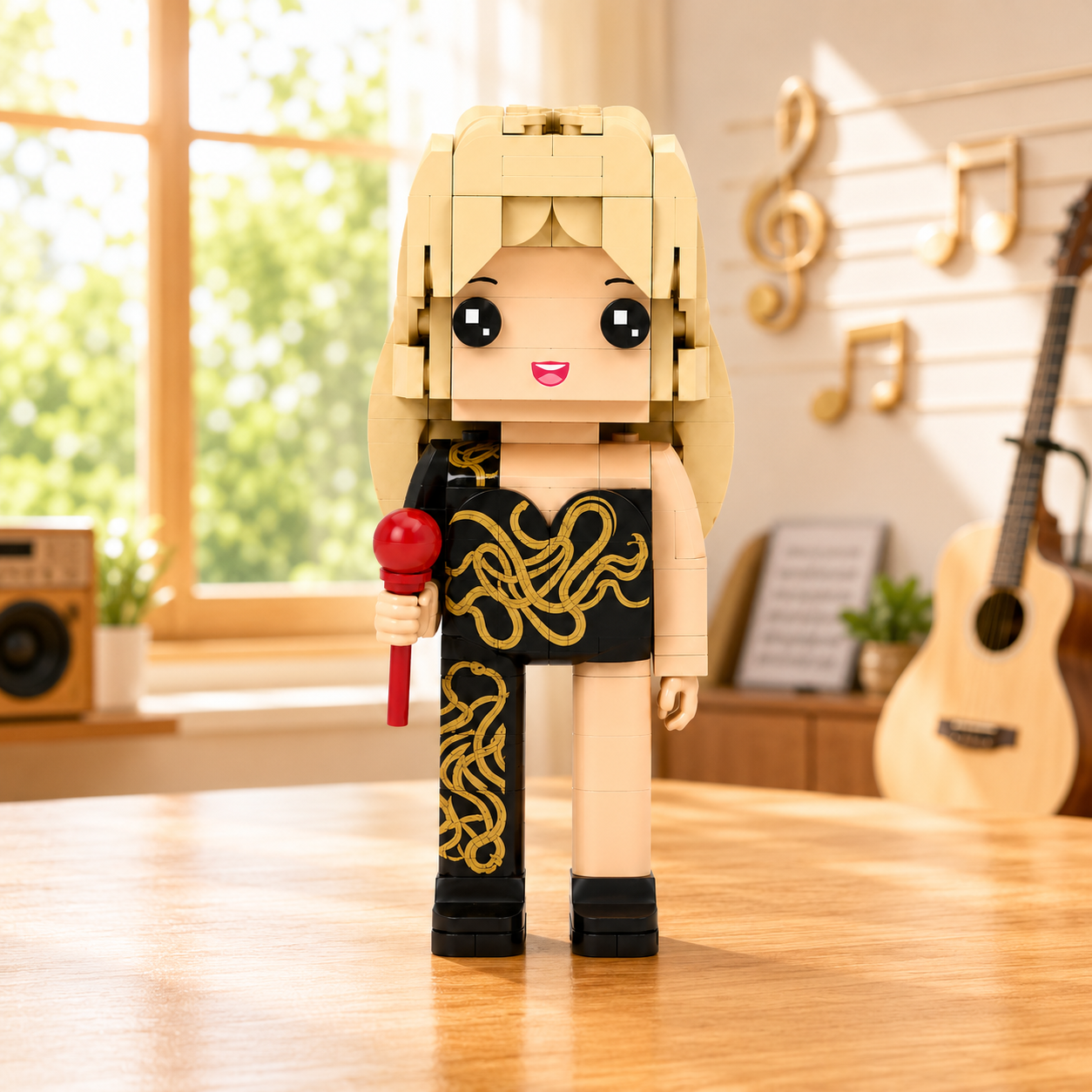 Dark Glam Pop Queen Brick Figure Building Set – Snake Pattern Stage Icon Collectible