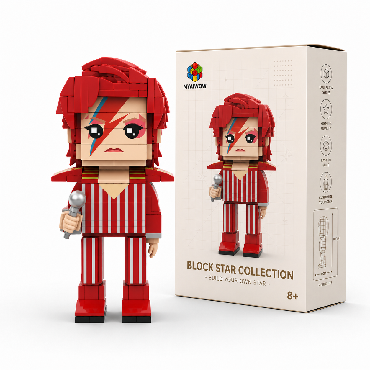 Glam Rock Lightning Star Brick Figure Building Set – Music Legend Collectible Display Model
