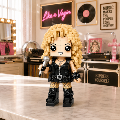 80s Pop Diva Brick Figure – Material Girl Edition