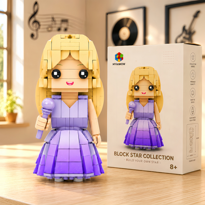 1989-Inspired Lavender Ball Gown Brick Figure | Pop Star Collectible Building Block