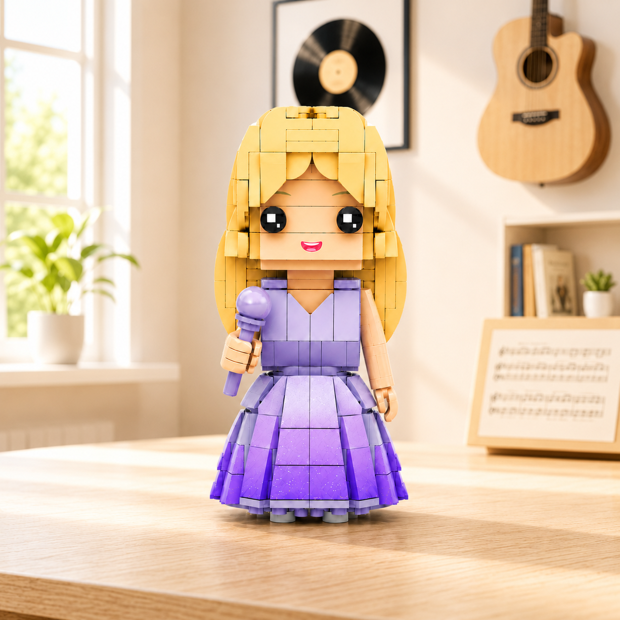 1989-Inspired Lavender Ball Gown Brick Figure | Pop Star Collectible Building Block