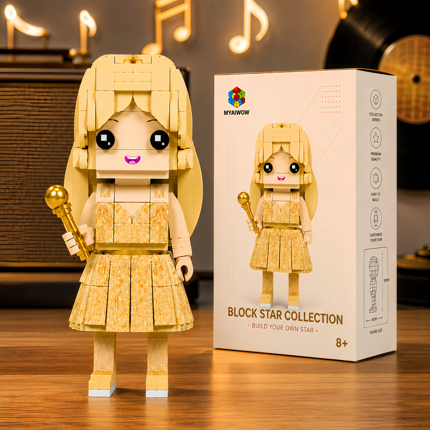 Golden Era Songbird Brick Figure | Music Icon Building Block Collectible