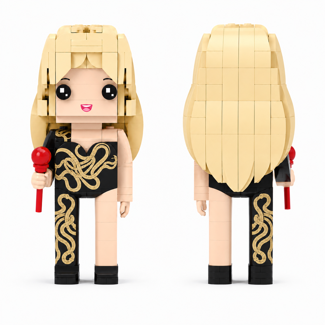 Dark Glam Pop Queen Brick Figure Building Set – Snake Pattern Stage Icon Collectible