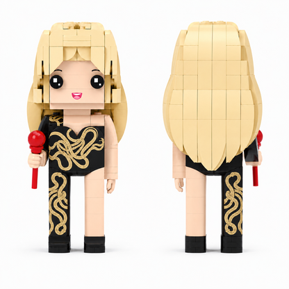 Dark Glam Pop Queen Brick Figure Building Set – Snake Pattern Stage Icon Collectible