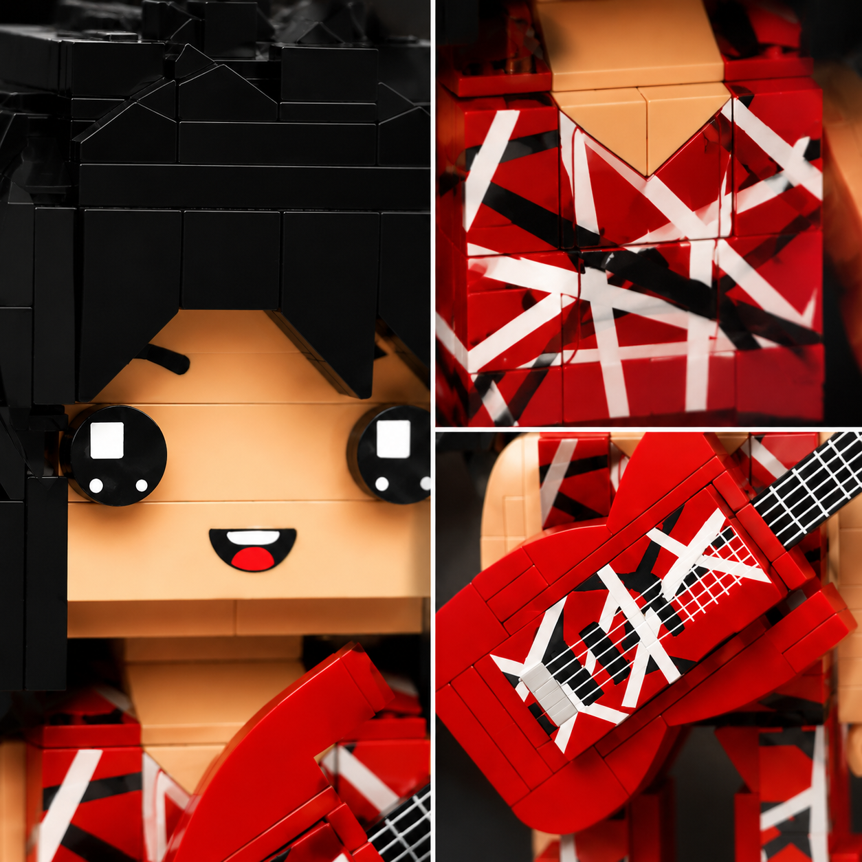 Retro Rock Guitar Brick Figure – Red Stripe Edition