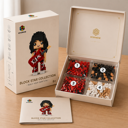 Retro Rock Guitar Brick Figure – Red Stripe Edition