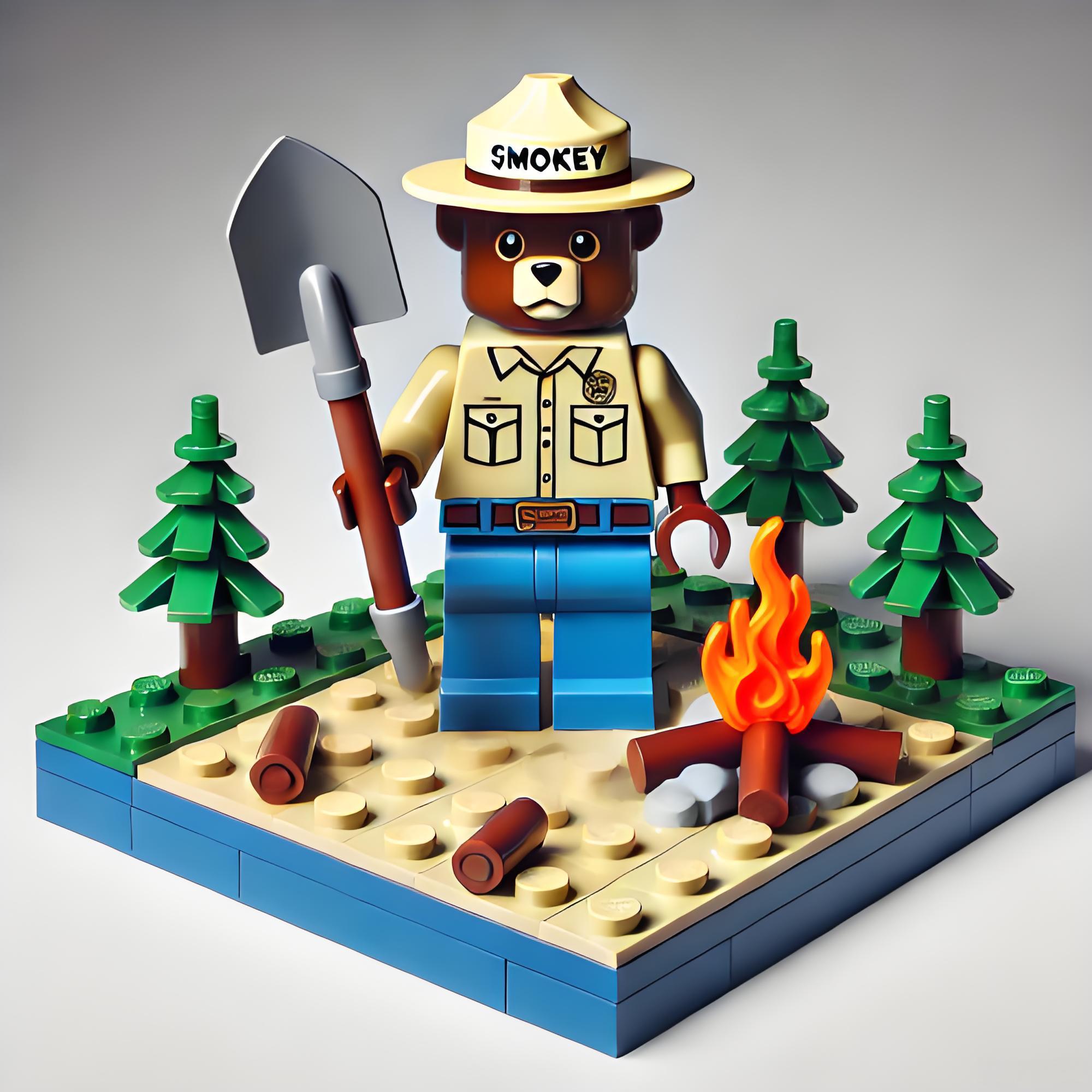 🐻🔥 Smokey the Bear — Forest Fire Prevention Collector Brick Display Set