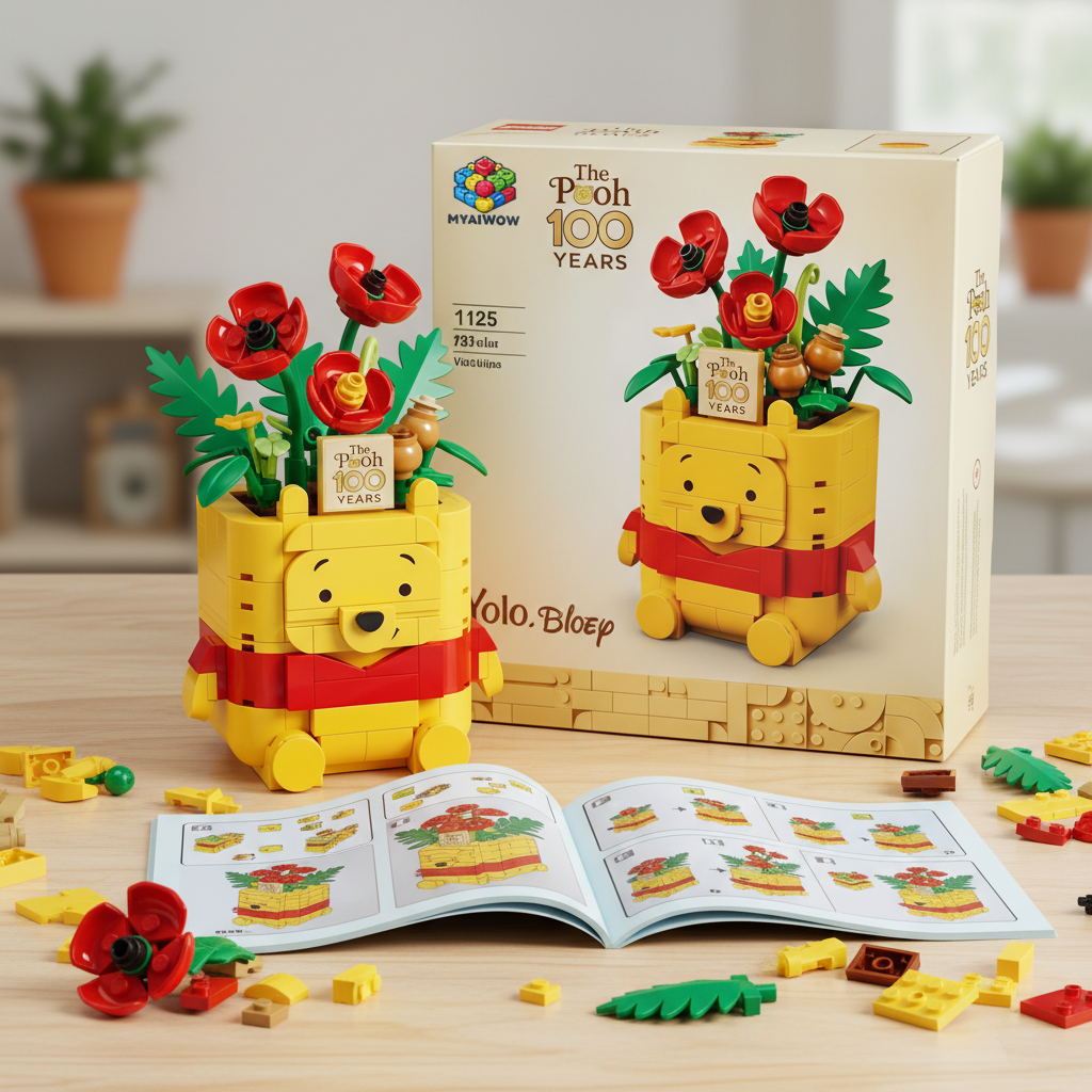 🍯🌼 Honey Bear 100-Year Style Brick Display Set